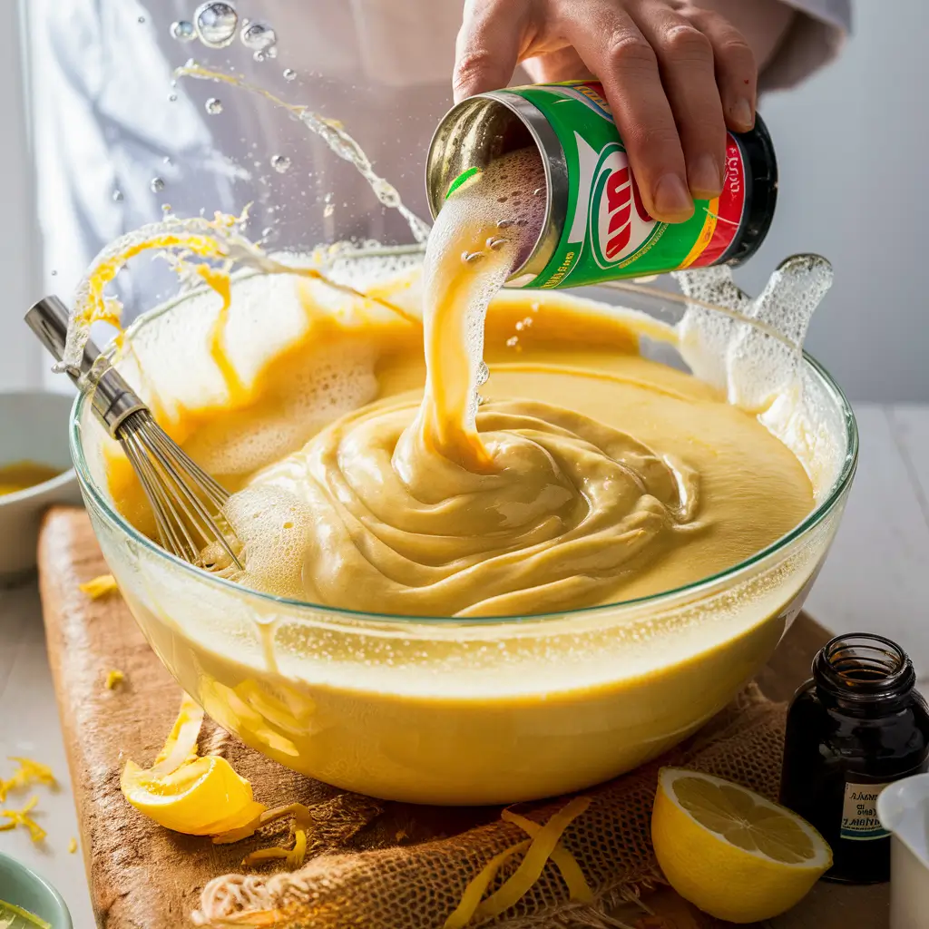 Pouring 7UP into the Batter